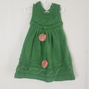 🔴 Gymboree little girl size 3T green knit sweater dress (A28)